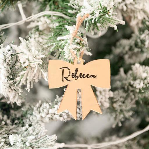 Personalised Christmas Bow Acrylic Baubles (with label) - Little Label Co Australia - The Home of Organisation For Kitchen, Bathroom, Laundry & More