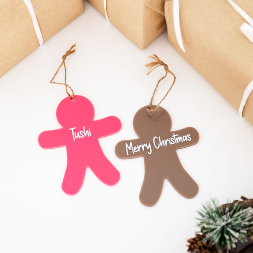 Personalised Christmas Gingerbread Acrylic Baubles (with label) - Little Label Co Australia - The Home of Organisation For Kitchen, Bathroom, Laundry & More