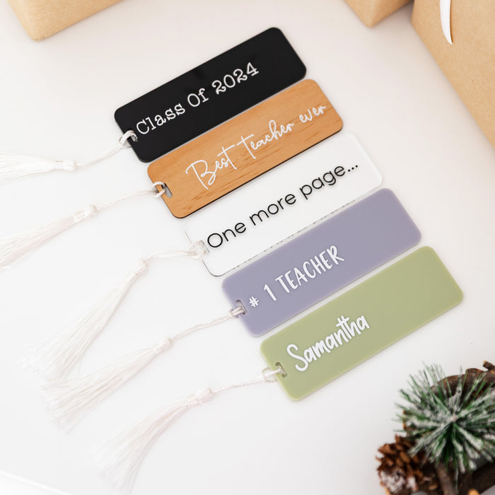 Personalised Acrylic/Bamboo Bookmark with tassel (includes label) - Little Label Co Australia - The Home of Organisation For Kitchen, Bathroom, Laundry & More