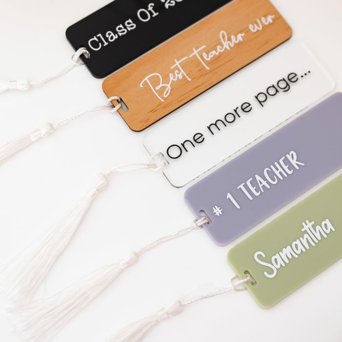 Personalised Acrylic/Bamboo Bookmark with tassel (includes label) - Little Label Co Australia - The Home of Organisation For Kitchen, Bathroom, Laundry & More
