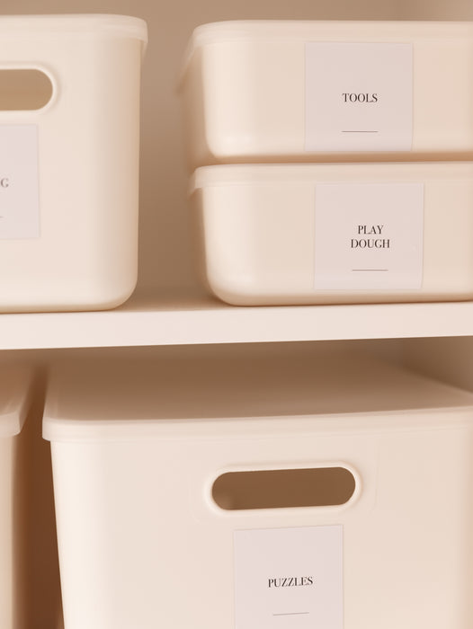 mini White Storage Container with Plastic Lid. Storage Tubs, Kitchen organiser, organiser, pantry organisers for little label co
