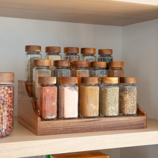 Large Acacia Spice Rack with 15 Acacia Shaker Spice Jars Pack - Little Label Co Australia - The Home of Organisation For Kitchen, Bathroom, Laundry & More