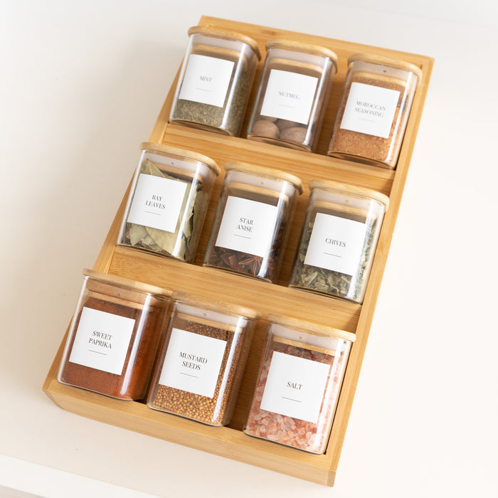 Bamboo Herb & Spice Drawer Organiser - Little Label Co Australia - The Home of Organisation For Kitchen, Bathroom, Laundry & More