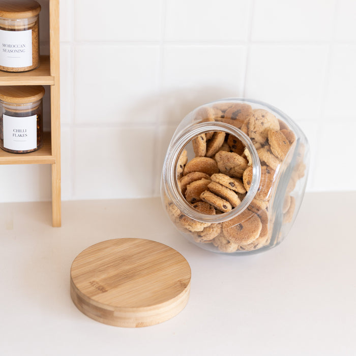Glass Snack Jar with Bamboo Lid - 2L - Little Label Co Australia - The Home of Organisation For Kitchen, Bathroom, Laundry & More