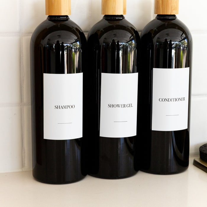 Bathroom Bottle Stickers - 12 Label Pack - Little Label Co Australia - The Home of Organisation For Kitchen, Bathroom, Laundry & More