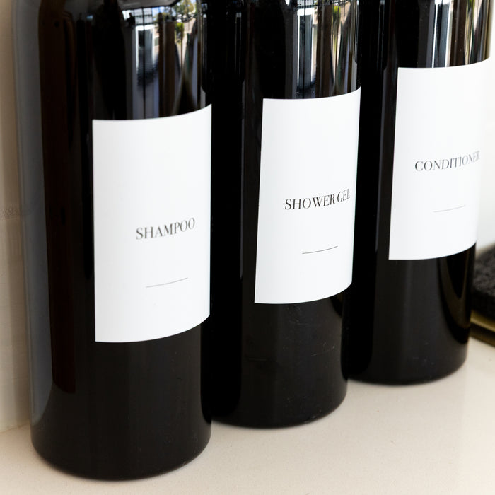 Bathroom Bottle Stickers - 12 Label Pack - Little Label Co Australia - The Home of Organisation For Kitchen, Bathroom, Laundry & More