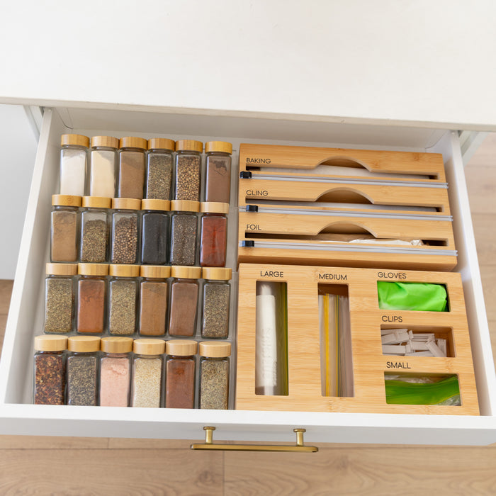 Bamboo Shaker Kitchen Drawer Organiser Pack - Little Label Co Australia - The Home of Organisation For Kitchen, Bathroom, Laundry & More