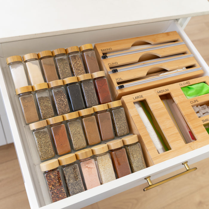 Bamboo Shaker Kitchen Drawer Organiser Pack - Little Label Co Australia - The Home of Organisation For Kitchen, Bathroom, Laundry & More