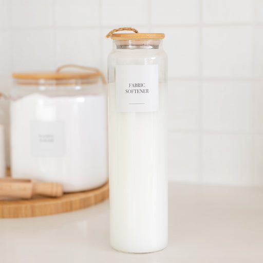 Bamboo Glass Laundry Liquid Bottle - 1L - Little Label Co The Home of Organisation For Kitchen, Bathroom, Laundry & More