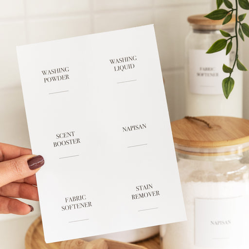Essential Square Laundry Sticker Pack x 6 Labels - Little Label Co Australia - The Home of Organisation For Kitchen, Bathroom, Laundry & More