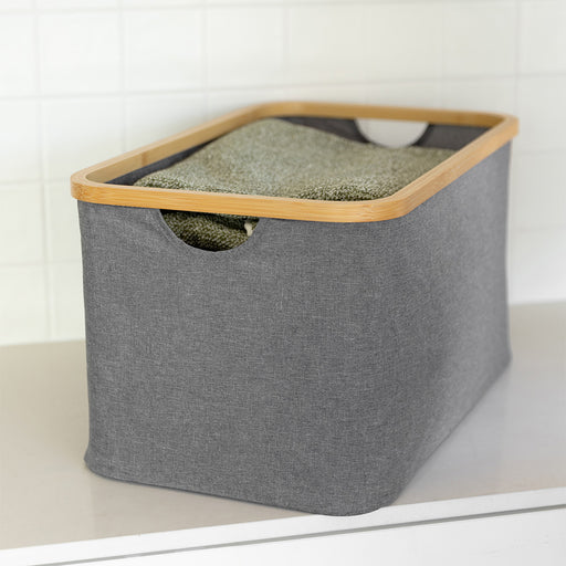 Dark Grey Linen Basket - Large - Little Label Co The Home of Organisation For Kitchen, Bathroom, Laundry & More
