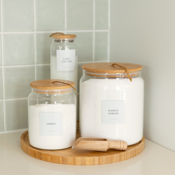 Square Laundry Cleaning Stickers Pack x 30 Labels - Little Label Co Australia - The Home of Organisation For Kitchen, Bathroom, Laundry & More