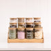 Large Bamboo Spice Shelf with 12 x 200ml Herb & Spice Jars Pack. Air tight herb and spice jar. Spice storage jars with spice rack. Bamboo spice rack for storing her and spice jars