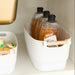 Medium White Storage Tub with Wooden Handle - Little Label Co The Home of Organisation For Kitchen, Bathroom, Laundry & More