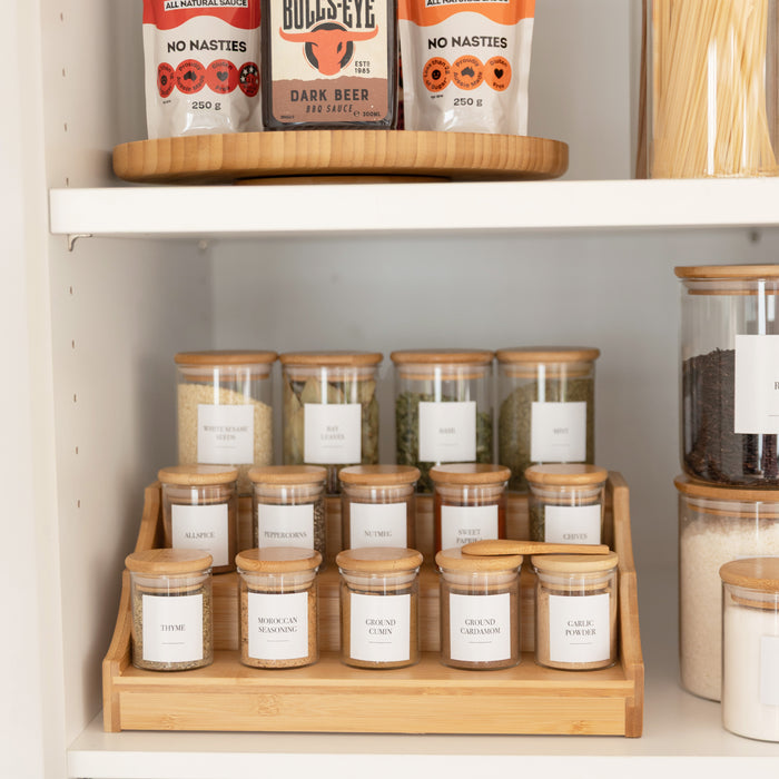 Complete Bamboo & Glass Pantry Organisation Set - Little Label Co Australia - The Home of Organisation For Kitchen, Bathroom, Laundry & More