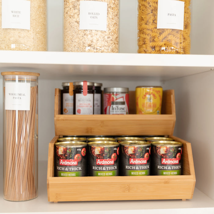 Complete Bamboo & Glass Pantry Organisation Set - Little Label Co Australia - The Home of Organisation For Kitchen, Bathroom, Laundry & More