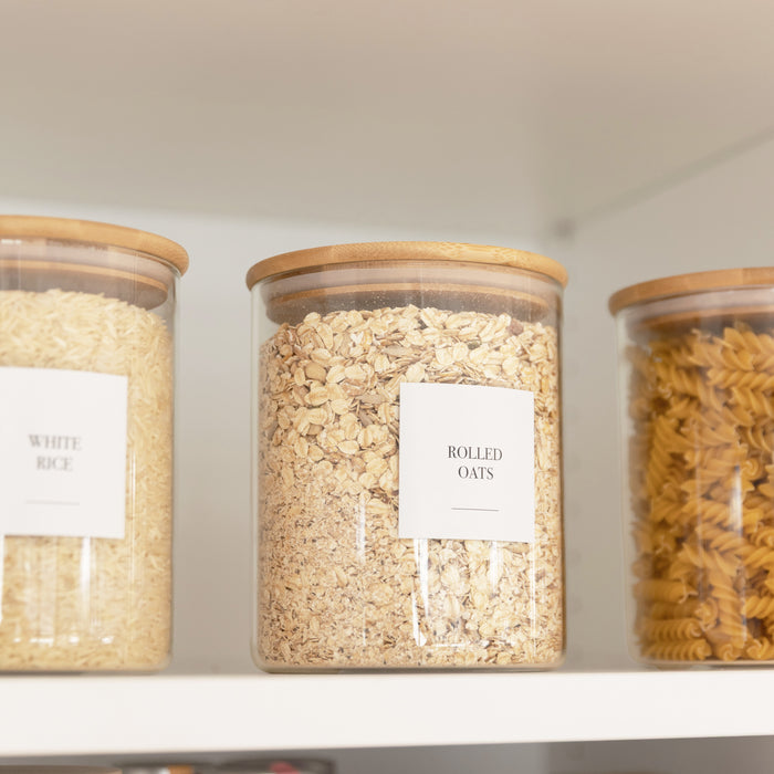 Complete Bamboo & Glass Pantry Organisation Set - Little Label Co Australia - The Home of Organisation For Kitchen, Bathroom, Laundry & More