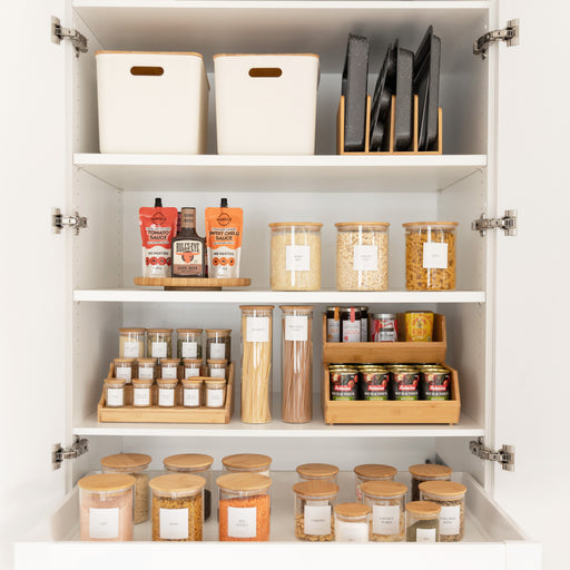 Complete Bamboo & Glass Pantry Organisation Set - Little Label Co Australia - The Home of Organisation For Kitchen, Bathroom, Laundry & More