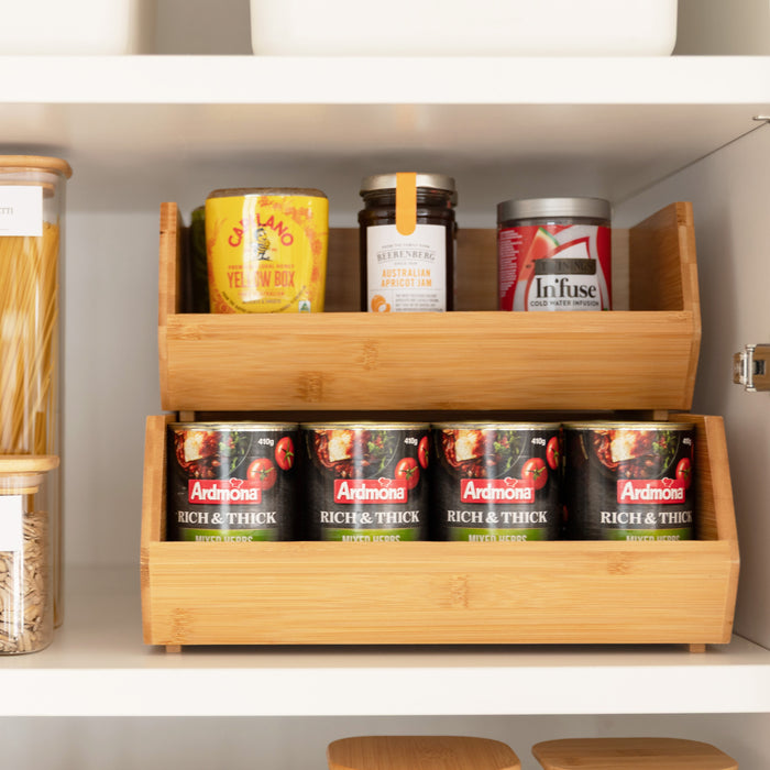 Ultimate Square Bamboo & Glass Pantry Container Set - Little Label Co Australia - The Home of Organisation For Kitchen, Bathroom, Laundry & More