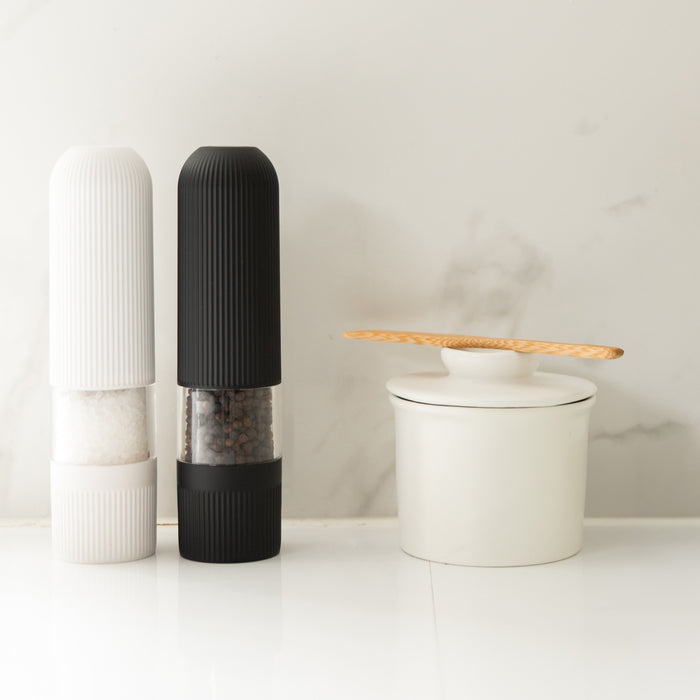 Electric Salt & Pepper Grinder & Butter Bell Set - Little Label Co Australia - The Home of Organisation For Kitchen, Bathroom, Laundry & More