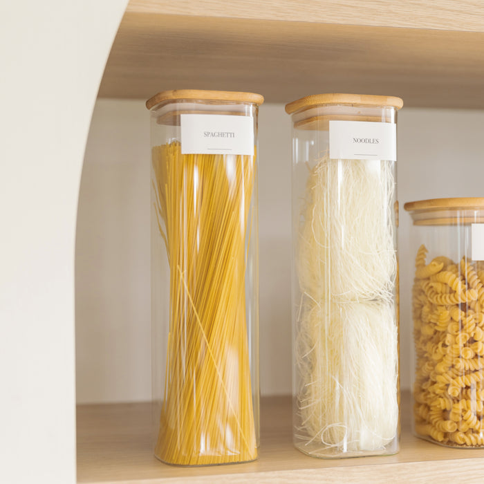 Square Bamboo Glass Deluxe Pantry Pack - Little Label Co The Home of Organisation For Kitchen, Bathroom, Laundry & More