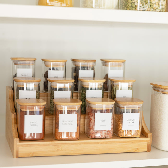 Square Bamboo Glass Deluxe Pantry Pack - Little Label Co Australia - The Home of Organisation For Kitchen, Bathroom, Laundry & More