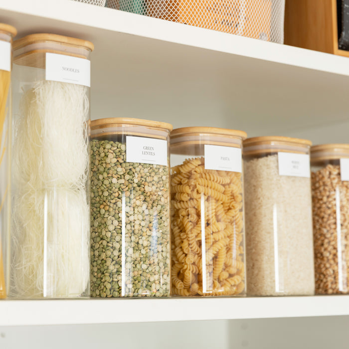 Square Bamboo Glass Deluxe Pantry Pack - Little Label Co Australia - The Home of Organisation For Kitchen, Bathroom, Laundry & More
