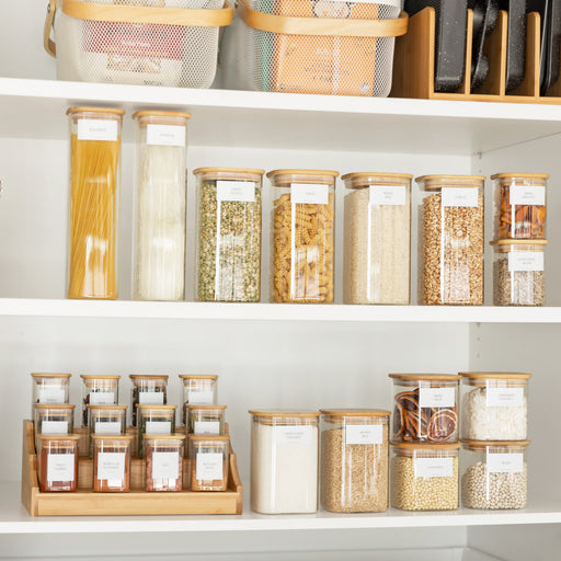 Square Bamboo Glass Deluxe Pantry Pack - Little Label Co Australia - The Home of Organisation For Kitchen, Bathroom, Laundry & More