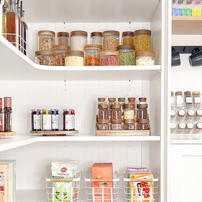 Acacia Wood Glass Jar - 100ml Glass Jars, Acacia Jar, Spice Jars, Pantry Storage, Pantry Storage Containers, Kitchen Storage Containers, Glass spice containers, spice jar organiser, airtight spice jars, kitchen storage solutions, pantry organisation, sustainable kitchenware, acacia wood kitchen accessories