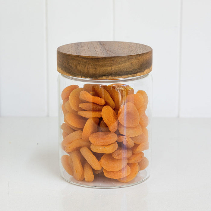 Acacia Wood Glass Jar 1L - Little Label Co - - 30%, Acacia Storage Jars, Acacia Wood, Food Storage Containers, Kitchen Organisation, Pantry Organisation