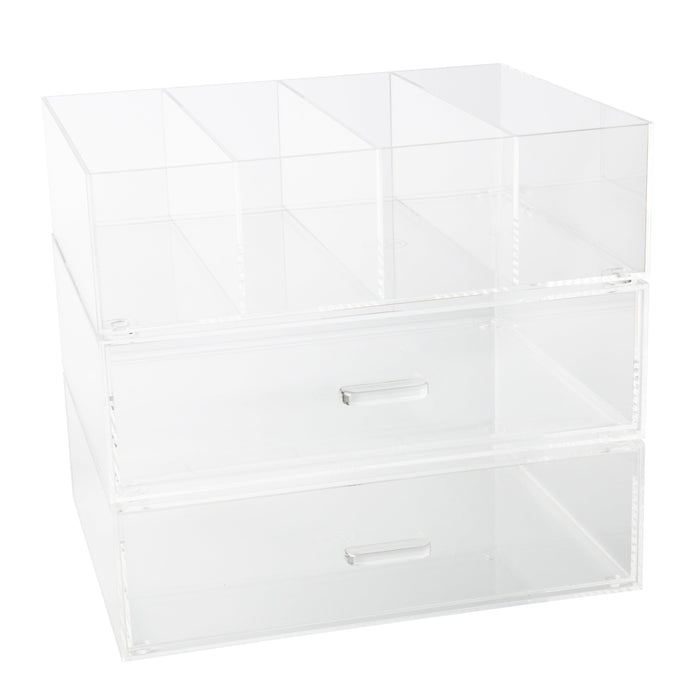 Acrylic Stackable Cosmetic Organiser with Dividers 33cm - Little Label Co - Storage & Organization - 20%, Acrylic Storage, Catchoftheday, Drawer Organisation, Home Organisation, Kitchen Organisation, Kitchen Storage, Makeup Organisation, warehouse
