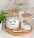 Bamboo and Glass 5 Piece Laundry Pack with Liquid Jar - Little Label Co - Laundry Detergent - Bamboo Storage Solutions, Glass jars with lids, storage containers, laundry storage ideas