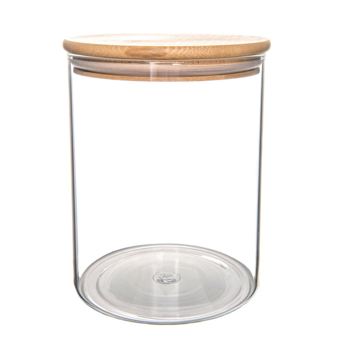 Bamboo Glass Jars Small Pantry Container Pack , Little Label Co Air Tight Containers for Pantry Organisation and Food Storage. 