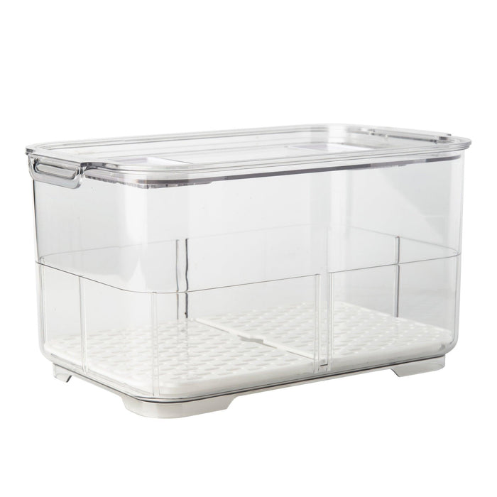 Fridge Organiser with Drainage Plug - Set of 2 for Fridge storage and organisation. Keep your food fresher in our storage containers.  Great for Meal Prep and Fridge organisation