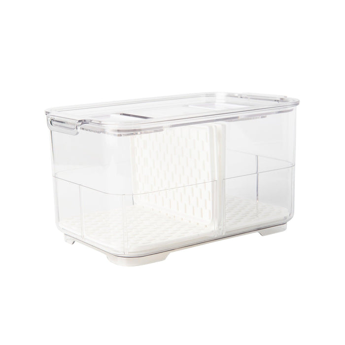 Fridge Organiser with Drainage Plug - Set of 2 for Fridge storage and organisation. Keep your food fresher in our storage containers.  Great for Meal Prep and Fridge organisation