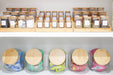 Large Bamboo Spice Shelf with 12 x 200ml Herb & Spice Jars Pack. Air tight herb and spice jar. Spice storage jars with spice rack. Bamboo spice rack for storing her and spice jars