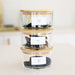 Round Stackable Bamboo Glass Jar Large Pack x 3 - Little Label Co Australia - The Home of Organisation For Kitchen, Bathroom, Laundry & More
