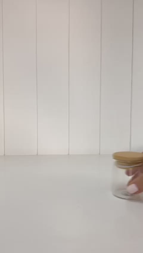 small glass Pantry Container for herb and spice storage 75ml glass jar with bamboo lid. home organisation pantry jar for spice rack 